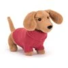 Jellycat Sausage Dog With Pink Sweater -Jellycat JellycatSausageDogWithPinkSweater