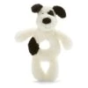 JELLYCAT Bashful Black & Cream Puppy Ring Rattle